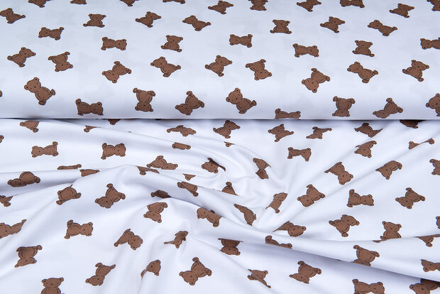 Baumwolljersey bedruckt mini bears weiss