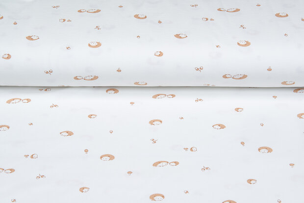 Baumwolljersey bedruckt mini hedgehog ecru - rostrot