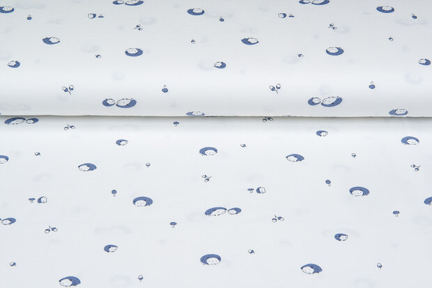 Baumwolljersey bedruckt mini hedgehog ecru - marine