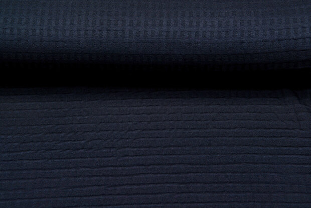 Strickstoff Jacquard waffel schwarz