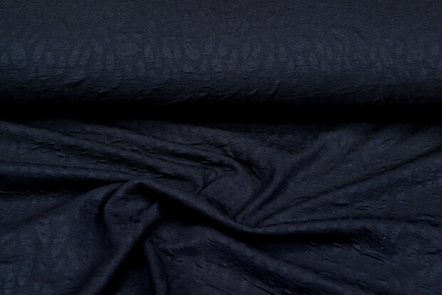 Strickstoff Jacquard little leaves schwarz