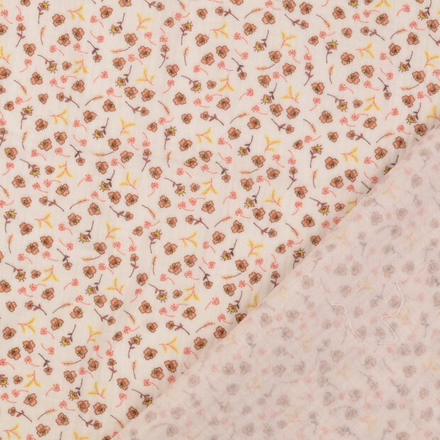 Baumwoll Musselin bedruckt little flower altrosa-ecru