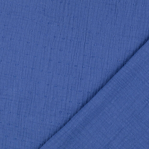 Baumwoll Musselin bedruckt dobby metalblau