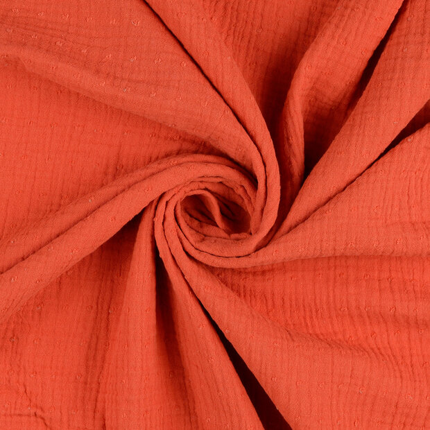 Baumwoll Musselin bedruckt dobby rost-orange