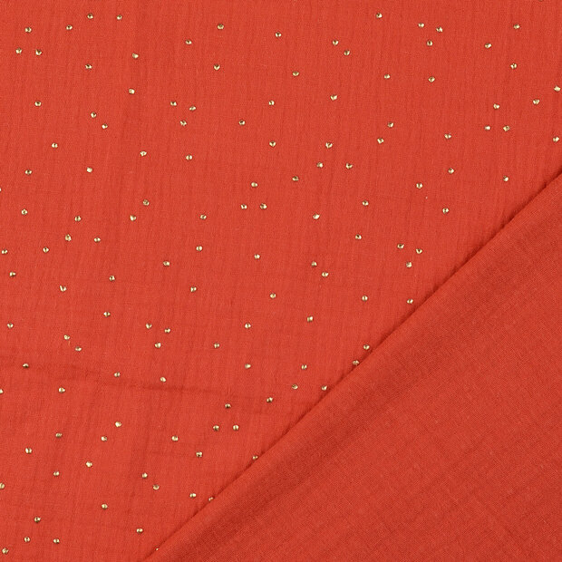 Baumwoll Musselin bedruckt dew drop rost-gold