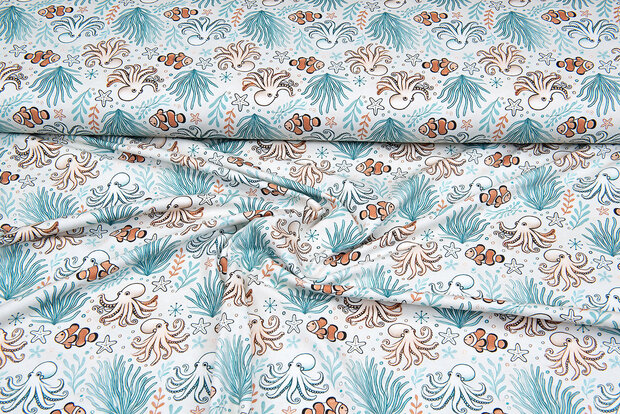 Baumwolljersey digital bedruckt bedrukt sealife