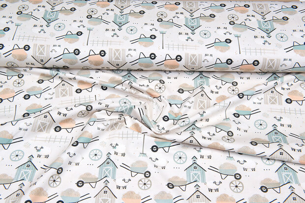 Baumwolljersey digital bedruckt bedrukt little farm