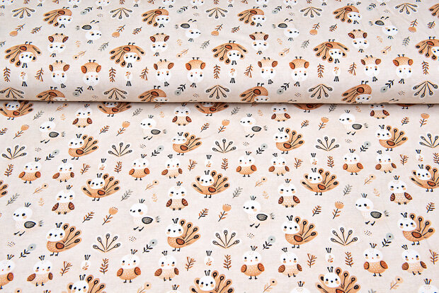 Baumwolljersey digital bedruckt bedrukt retro peacock