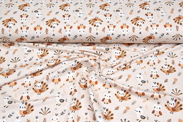 Baumwolljersey digital bedruckt bedrukt retro peacock