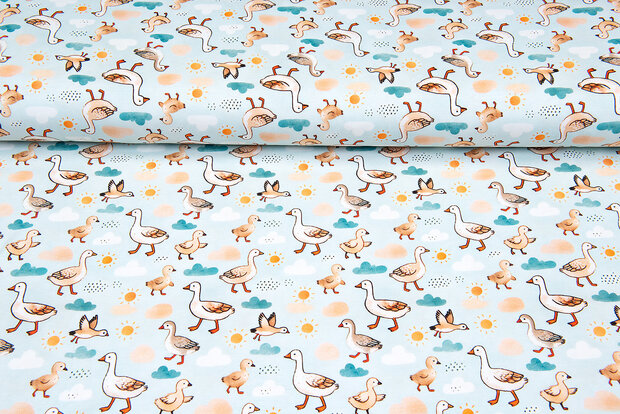 Baumwolljersey digital bedruckt bedrukt lovely goos mint