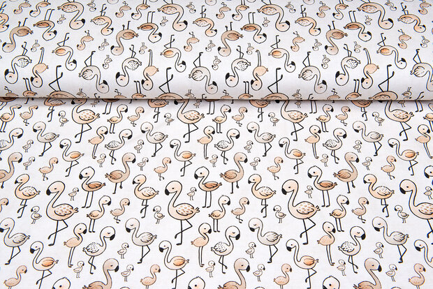 Baumwolljersey digital bedruckt bedrukt lovely flamingo hellsand
