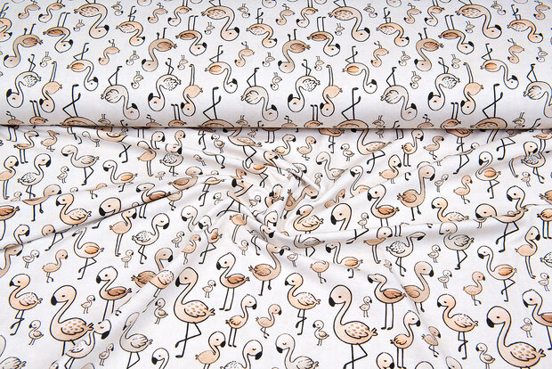 Baumwolljersey digital bedruckt bedrukt lovely flamingo hellsand