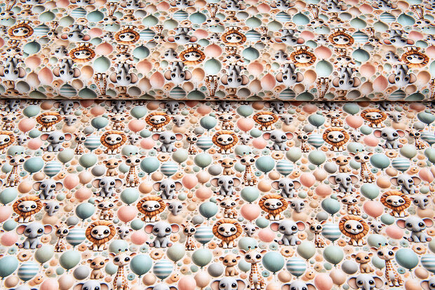 Baumwolljersey digital bedruckt bedrukt little balloon animals