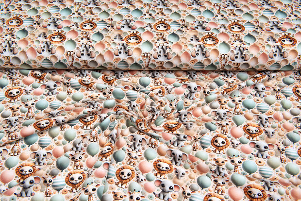 Baumwolljersey digital bedruckt bedrukt little balloon animals