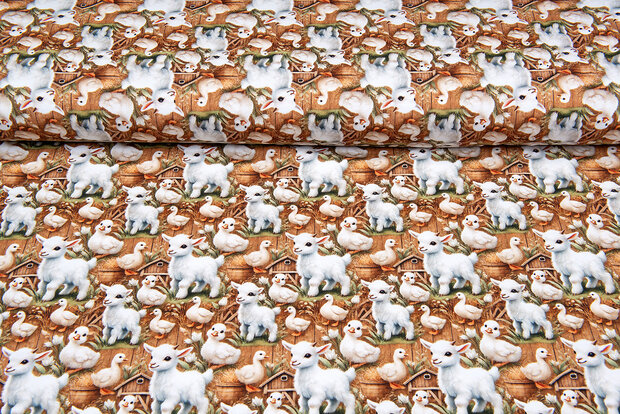 Baumwolljersey digital bedruckt bedrukt little goat-duck