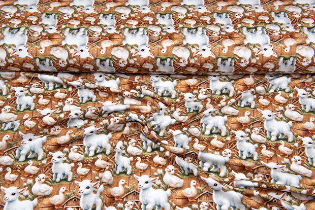 Baumwolljersey digital bedruckt bedrukt little goat-duck