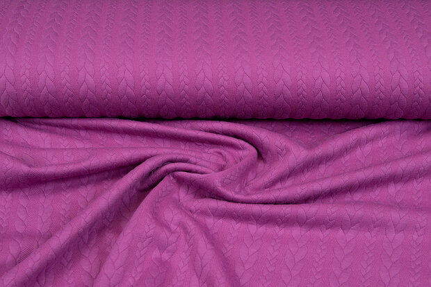 Strickstoff mit Zopfmuster fuchsia