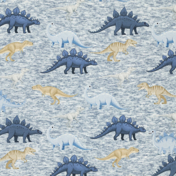 Alpenfleece bedruckt dinos jeansblau