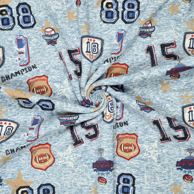 Alpenfleece bedruckt champions football jeansblau