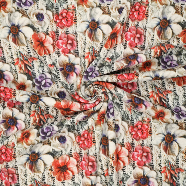 Alpenfleece bedruckt rope with flowers 3