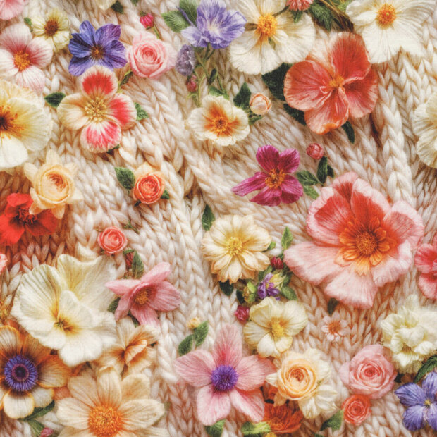 Alpenfleece bedruckt rope with flowers 2