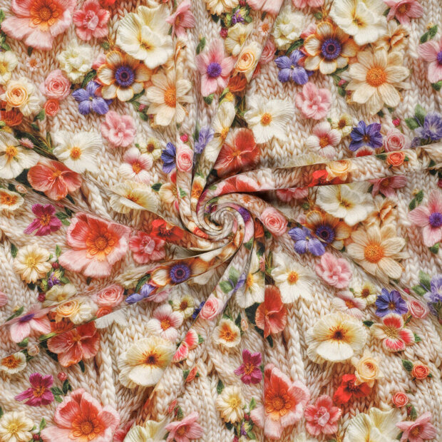 Alpenfleece bedruckt rope with flowers 2