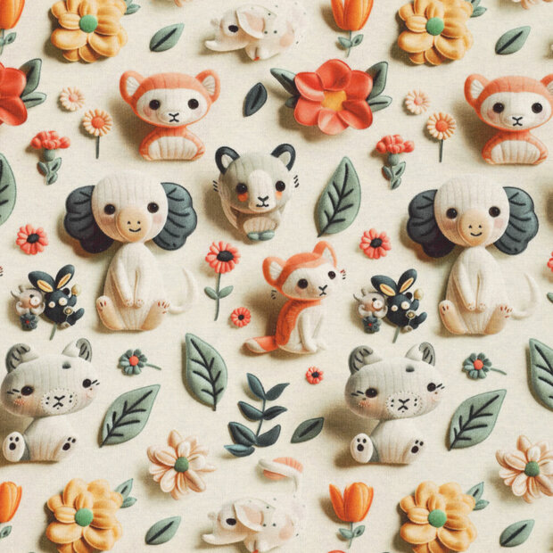 Alpenfleece bedruckt cuddly ecru