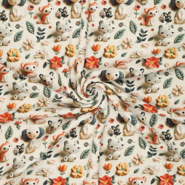 Alpenfleece bedruckt cuddly ecru