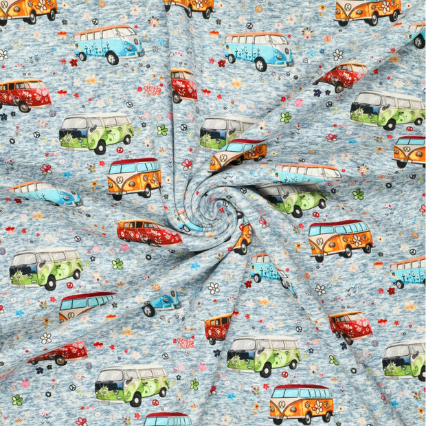 Alpenfleece bedruckt retro vans jeansblau