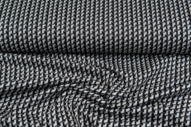 Strickstoff Jacquard schwarz-grau
