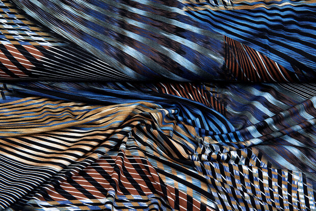 Baumwolljersey bedruckt wild color blau-schwarz