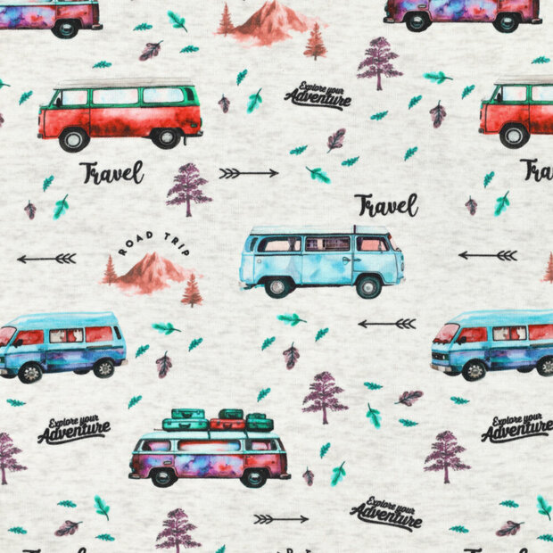 Alpenfleece bedruckt travel vans grau