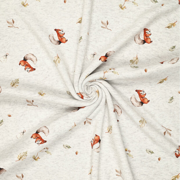 Alpenfleece bedruckt squirrel hellgrau