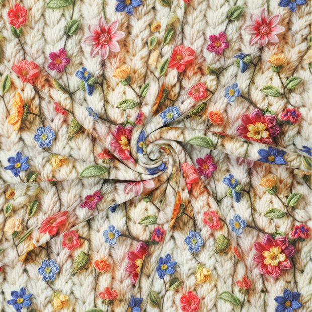 Alpenfleece bedruckt rope with flowers 5