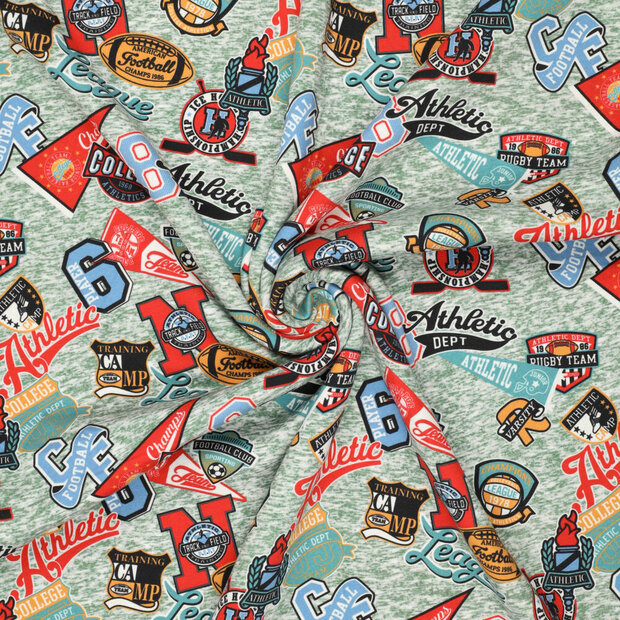 Alpenfleece bedruckt football athletics gr&uuml;n