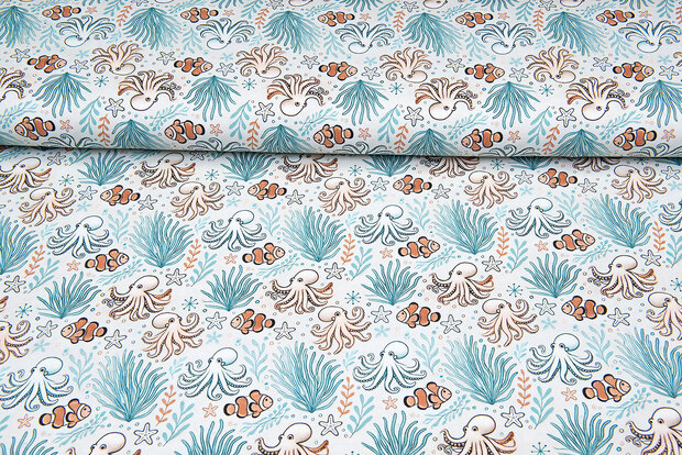 Baumwolljersey digital bedruckt bedrukt sealife