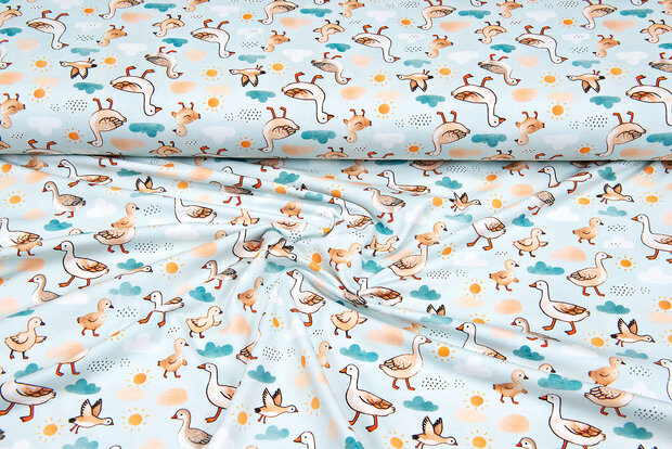 Baumwolljersey digital bedruckt bedrukt lovely goos mint