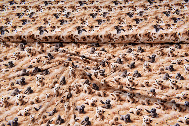 Baumwolljersey digital bedruckt bedrukt little gorilla-tiger braun