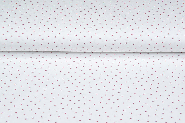 Baumwolljersey bedruckt mini hearts ecru - altrosa