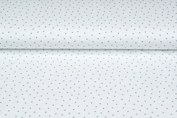 Baumwolljersey bedruckt mini hearts ecru - altgr&uuml;n