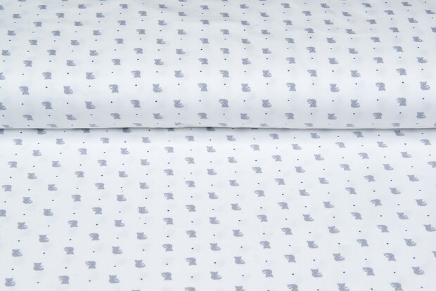 Baumwolljersey bedruckt mini koala ecru - blau