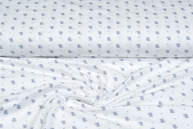 Baumwolljersey bedruckt mini koala ecru - blau