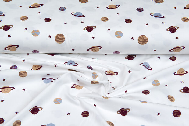 Baumwolljersey bedruckt mini astro world ecru - bordeaux