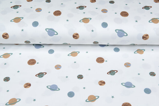 Baumwolljersey bedruckt mini astro world ecru - altgr&uuml;n