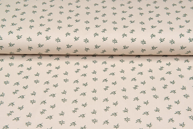 Baumwolljersey bedruckt mini branches sand