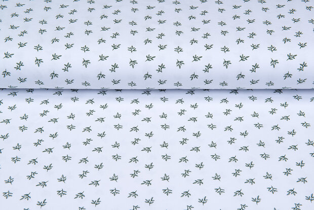 Baumwolljersey bedruckt mini branches weiss