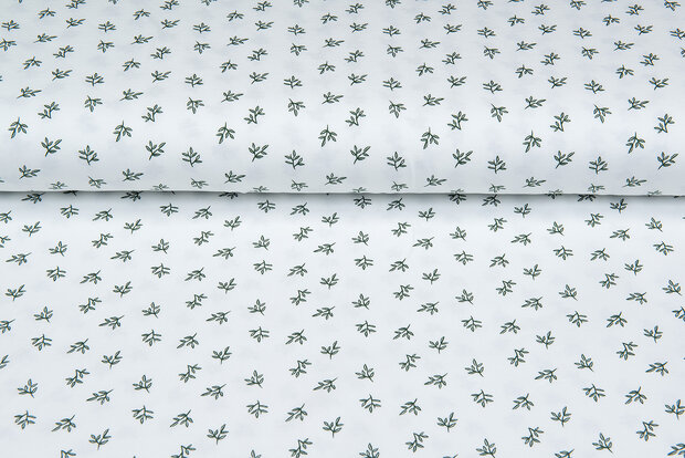 Baumwolljersey bedruckt mini branches ecru - off-white