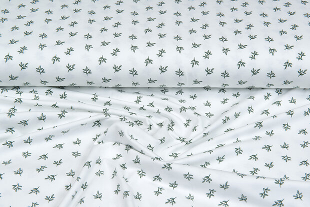 Baumwolljersey bedruckt mini branches ecru - off-white