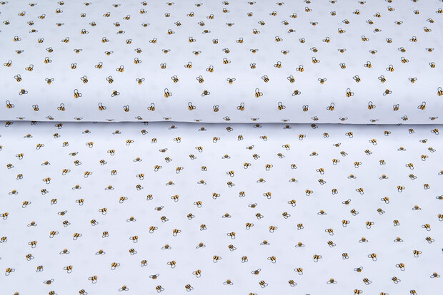 Baumwolljersey bedruckt mini bee weiss