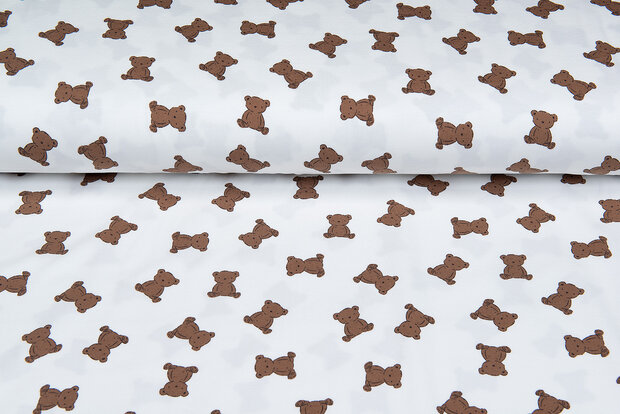 Baumwolljersey bedruckt mini bears ecru - off-white
